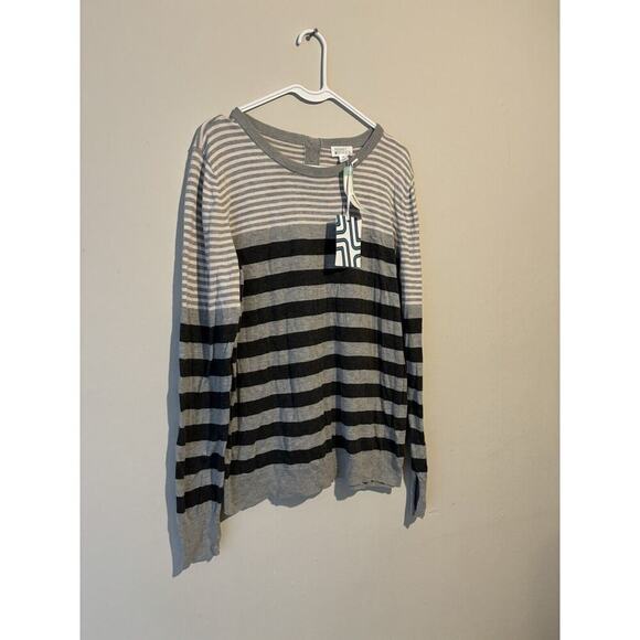 Market & Spruce Striped Sweater Black White Gray Size XXL New - Picture 3 of 6